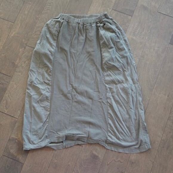 Plantation by Issey Miyake Paneled Pull On Midi Skirt Green Womens Size Medium - Picture 2 of 10